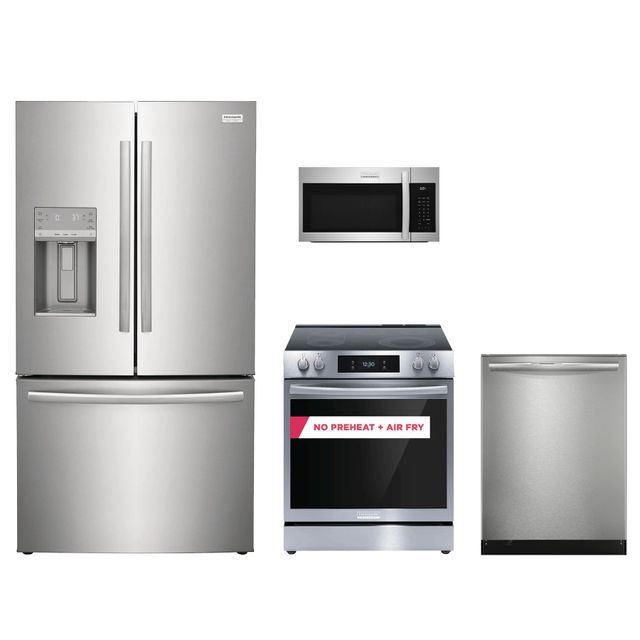 Frigidaire Gallery 4pc Appliance Package - 27.8 cu.ft. French Door Refrigerator and  Freestanding Slide-in Electric Range w/ Air Fry