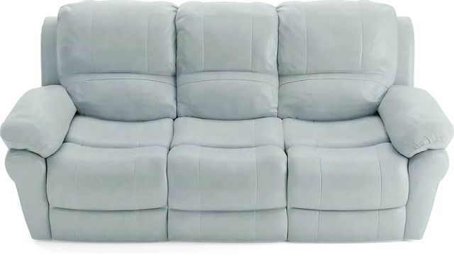 Vercelli Aqua Leather Non-Power Reclining Sofa and Stationary Loveseat-3