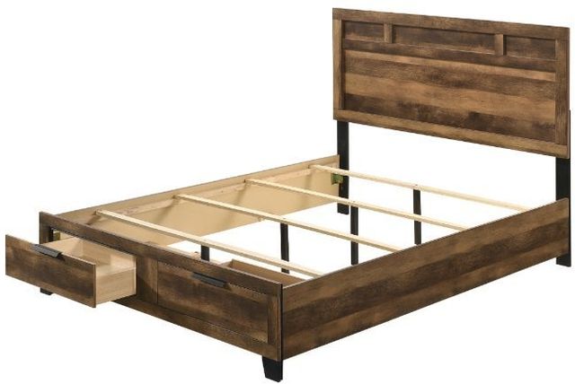 ACME Furniture Morales Rustic Oak King Panel Bed with Storage 1