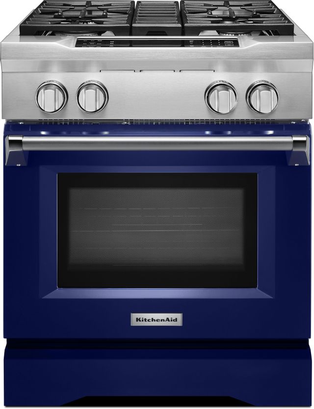 KitchenAid® 30" Cobalt Blue Commercial Style Free Standing Dual Fuel Range