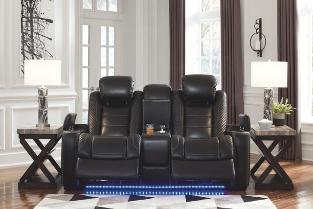 Signature Design by Ashley® Party Time Midnight Power Reclining Loveseat with Console 11