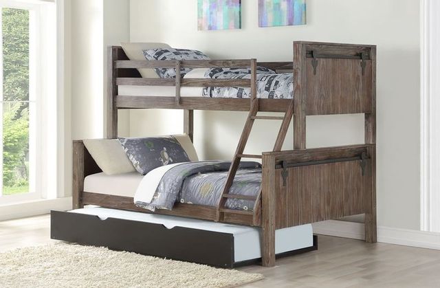 Donco Trading Company Twin Over Full Bunk Bed With Twin Trundle Bed-1