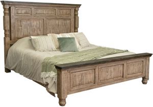 International Furniture Direct Natural Stone Deep Brown/Sand Drift Queen Panel Bed
