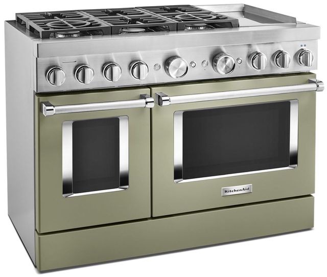 KitchenAid® 48" Avocado Cream Commercial-Style Free Standing Dual Fuel Range with Griddle-KFDC558JAV-3