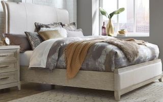 Liberty Belmar Washed Taupe & Silver Champagne King Upholstered Bed
