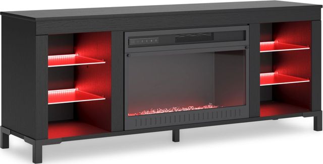 Signature Design by Ashley® Cayberry Matte Black 60" TV Stand with Electric Fireplace-3