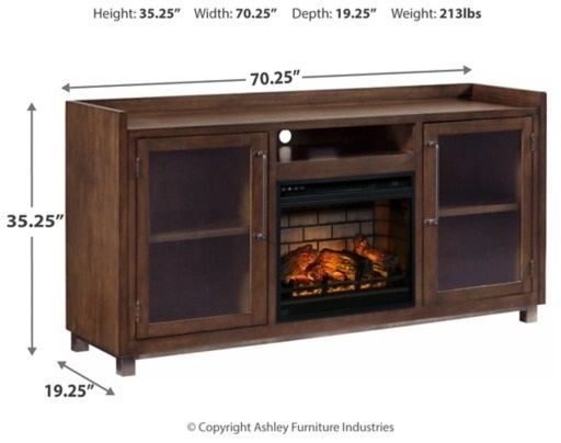Signature Design by Ashley® Starmore Brown 70" TV Stand with Electric Fireplace 3