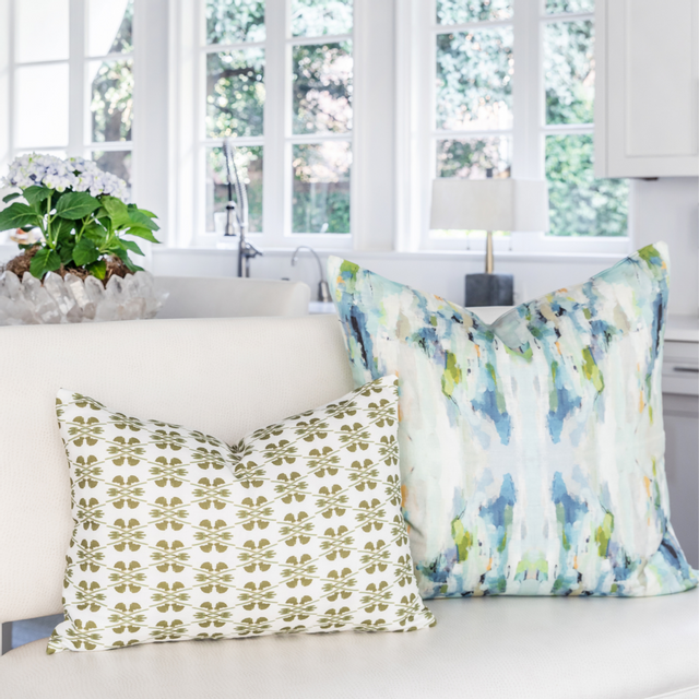 Laura Park Designs Wintergreen Blue/Green/White 22" x 22" Throw Pillow-1