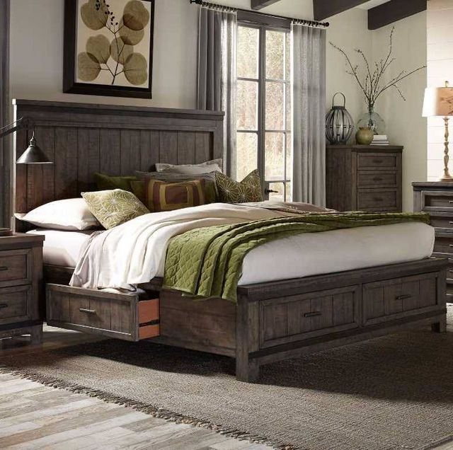 Liberty Thornwood Hills Rock Beaten Gray King Two Sided Storage Bed 5