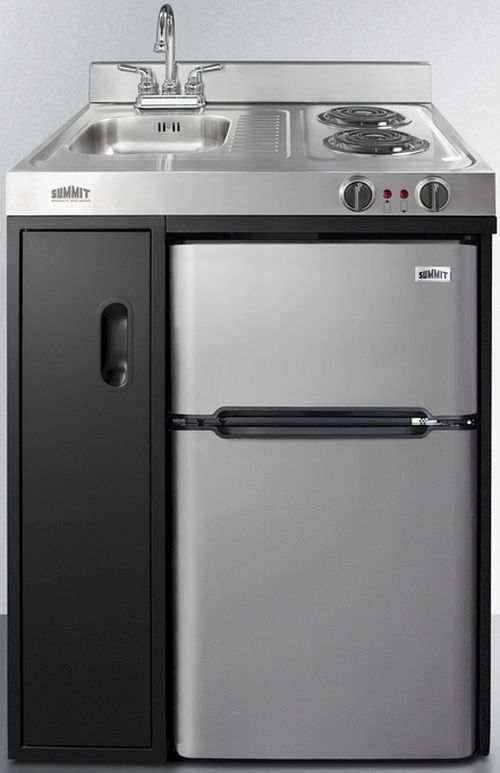 Summit® 30" Black and Stainless Steel All-In-One Kitchenette-1