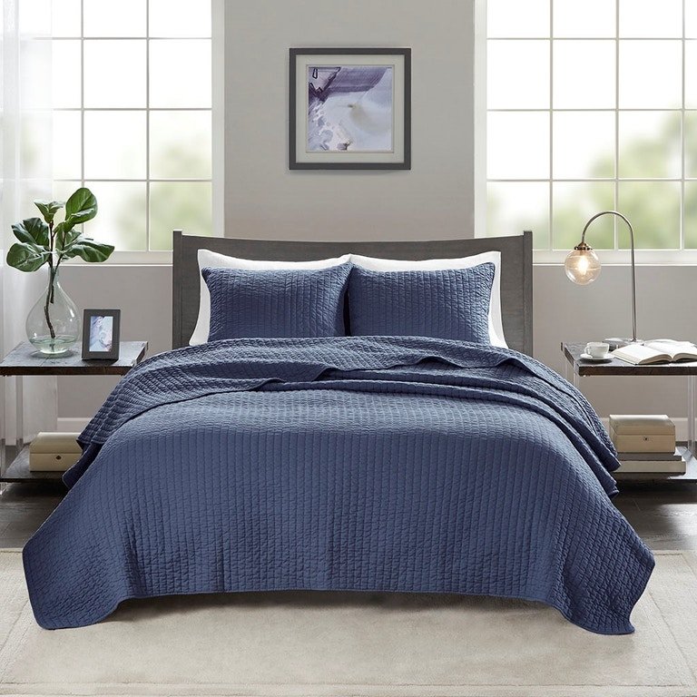 Navy blue coverlet clearance king