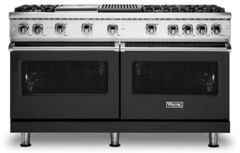 Viking® 5 Series 60" Cast Black Pro Style Natural Gas Range with 12" Griddle and 12" Grill