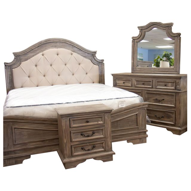 Vintage Furniture Freedom Upholstered King Bed, Dresser, Mirror & Nightstand-0