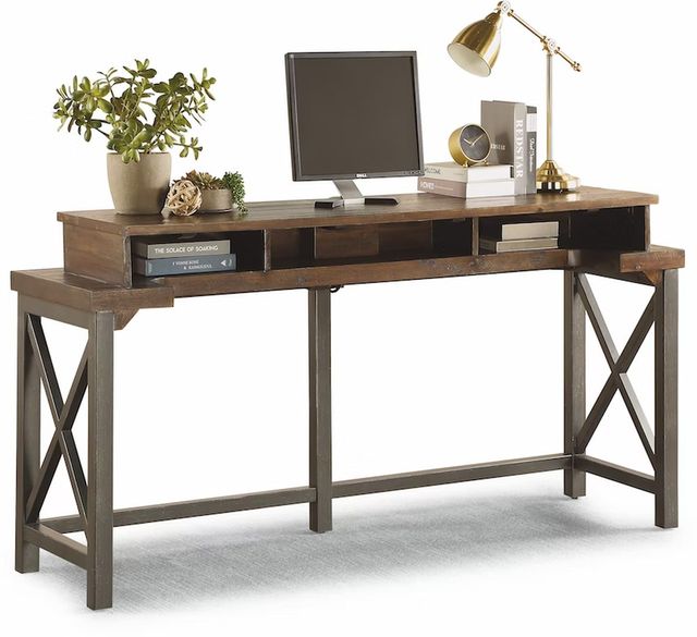 Flexsteel® Carpenter Rustic Brown Work Console with 2 Stools-1