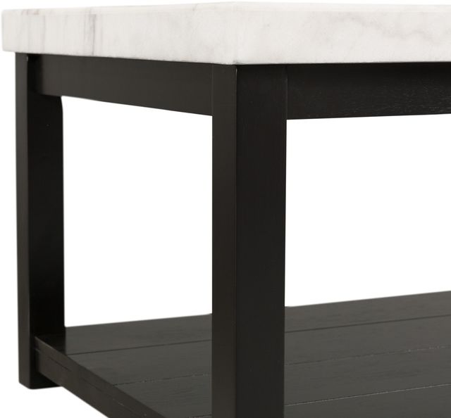 Elements International Marcello Black End Table with White Marble Top-2