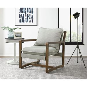 Elements MeKinney Charcoal Wood-Trimmed Accent Chair