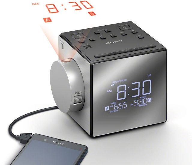 Sony® Silver Time Projection Clock Radio 2