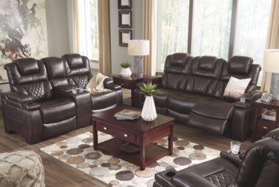 Signature Design by Ashley® Warnerton Chocolate Power Reclining Loveseat with Console 6