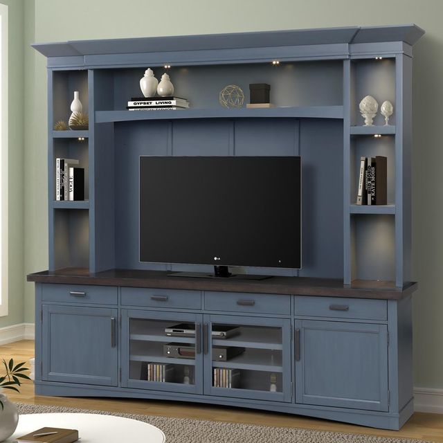 Parker House® Americana Modern Denim 92 in. TV Console with Hutch with LED Lights-0