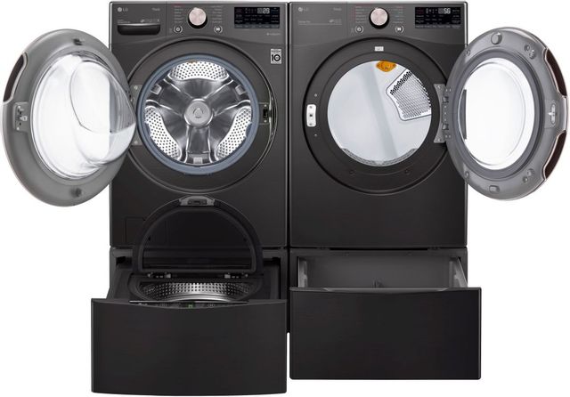 LG 7.4 Cu. Ft. Black Steel Front Load Washer & Gas Dryer Pair-1