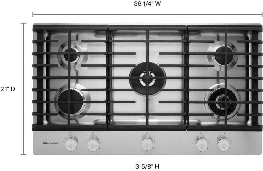 KitchenAid 36 Stainless Steel Gas Cooktop Grand Appliance And TV   E6cf0283 2479 42a0 Ba46 71cb801b4dad 