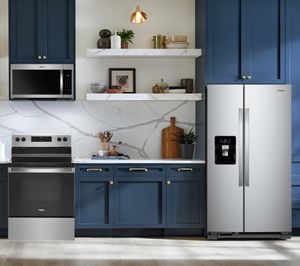 Whirlpool 3-Piece Kitchen Package with a 25 cu. ft. Side-by-Side Refrigerator in Stainless Steel