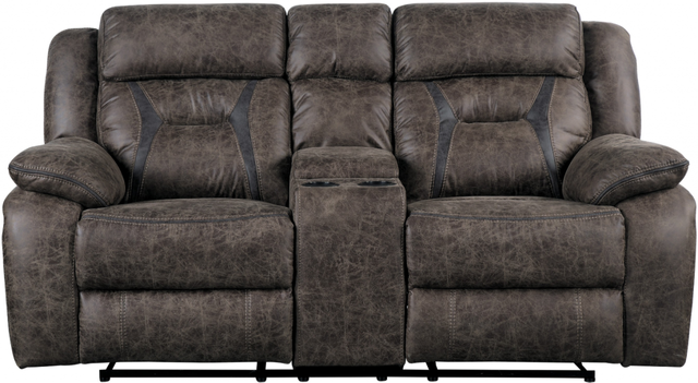 Homelegance® Madrona Dark Brown Double Reclining Loveseat with Center Console