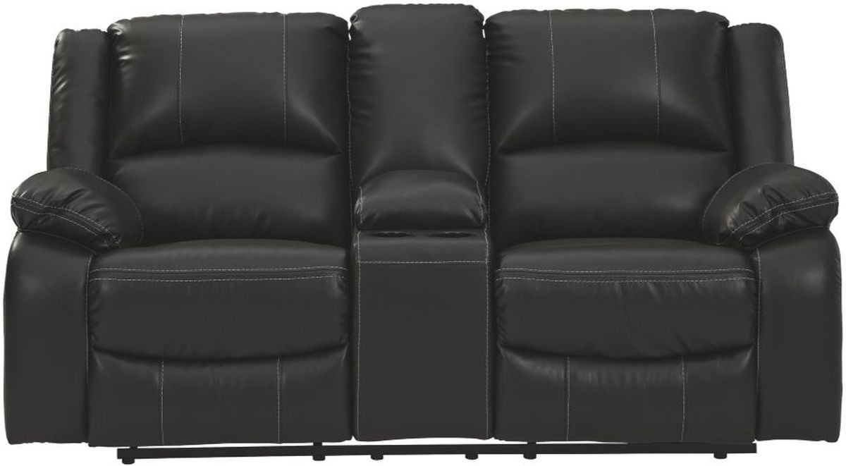 Signature Design by Ashley® Calderwell Black Reclining Loveseat with Console