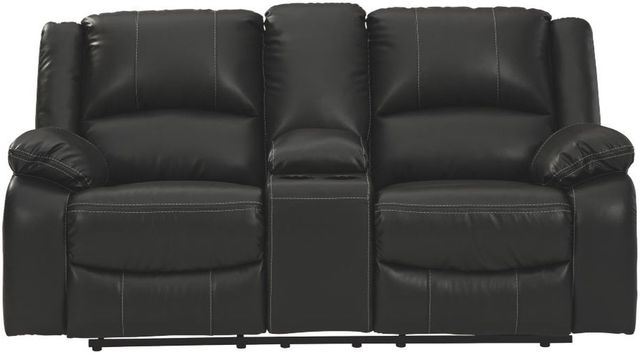 Signature Design by Ashley® Calderwell Black Reclining Loveseat with Console-1