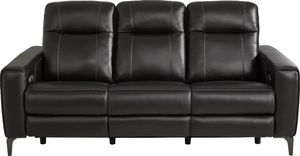 Parkside Heights Black Cherry Leather Dual Power Reclining Sofa