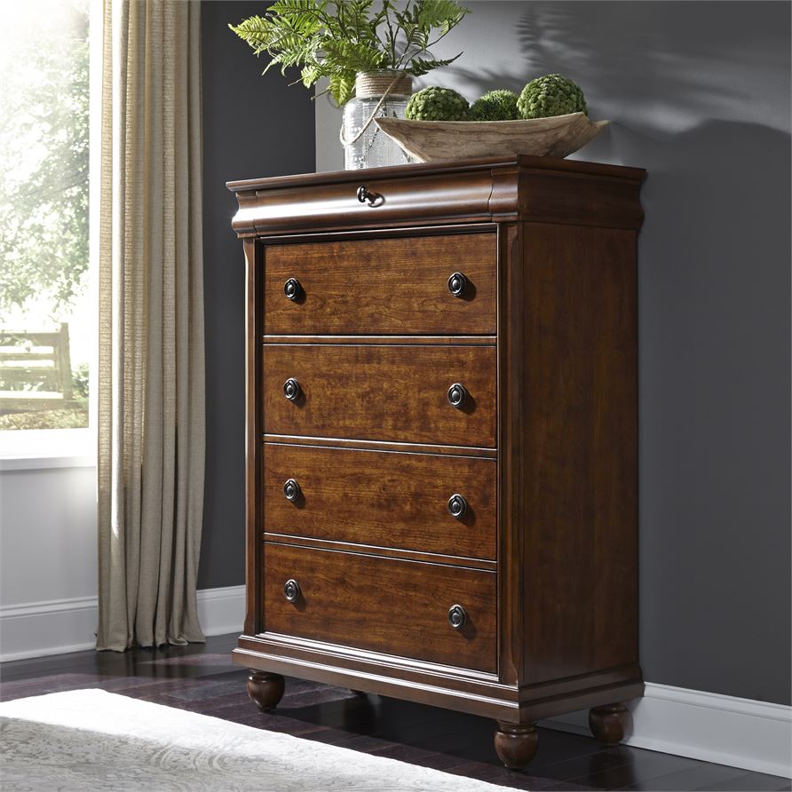 Liberty Furniture Rustic Traditions Rustic Cherry 5 Drawer Chest Miskelly Furniture
