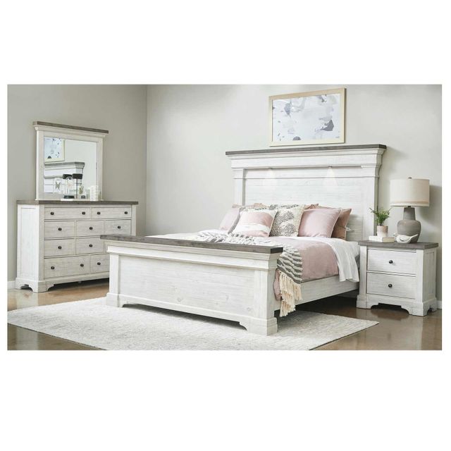 Samuel Lawrence Valley Ridge White King Bed, Dresser, Mirror and Nightstand-0