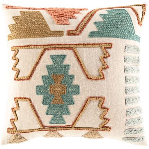 Surya Bisbee II Teal 22" x 22" Toss Pillow with Polyester Insert 0