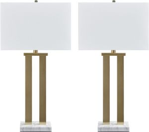 Signature Design by Ashley® Coopermen 2-Piece Gold Finish/White Table Lamp Set