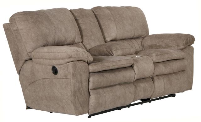 Catnapper® Reyes Portabella Lay Flat Reclining Console Loveseat with Storage & Cupholders 1