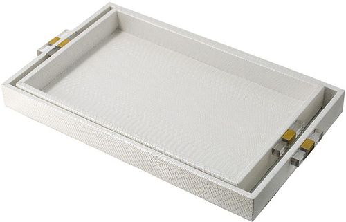 A & B Home 2-Piece White Trays