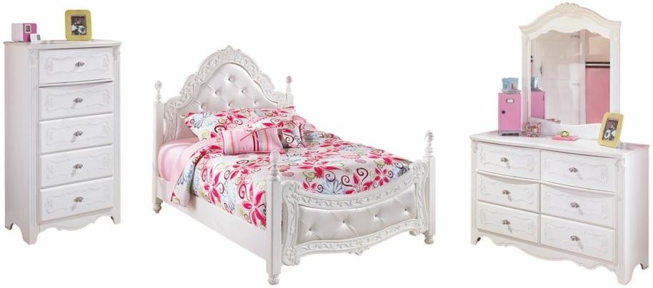 Signature Design by Ashley® Exquisite 4-Piece White Full Poster Bed Set