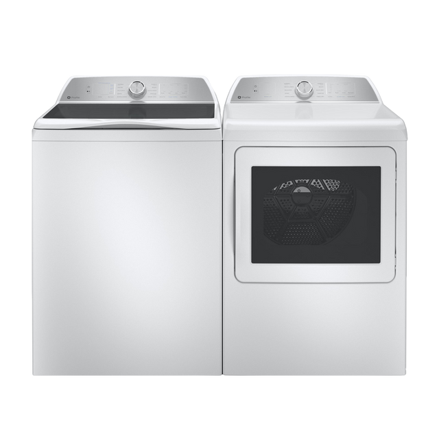 GE 4.9 cu.ft. Smart Top Load Washer and Gas Dryer pair with Microban