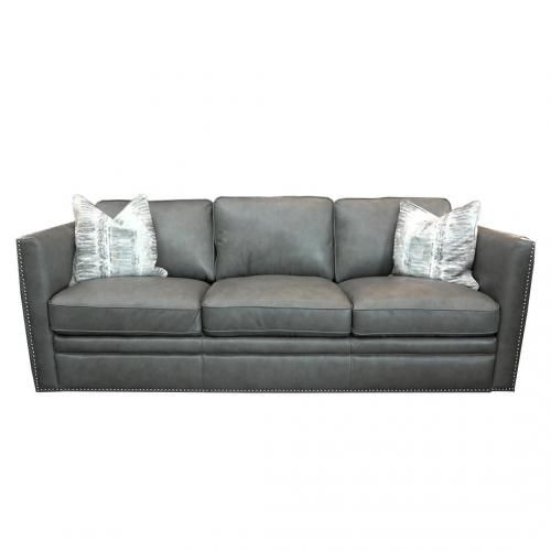 Simon Li Stallion Light Grey Leather Sofa-0