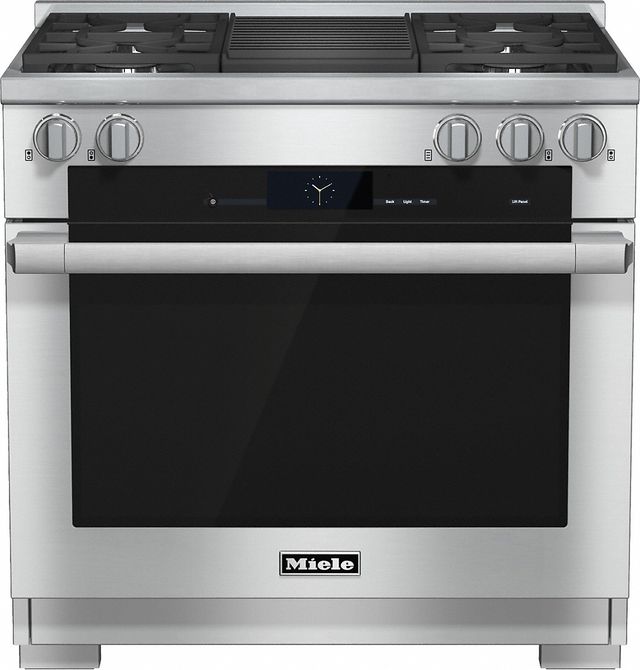 Miele 36" Pro Style Dual Fuel Range-Clean Touch Steel-0