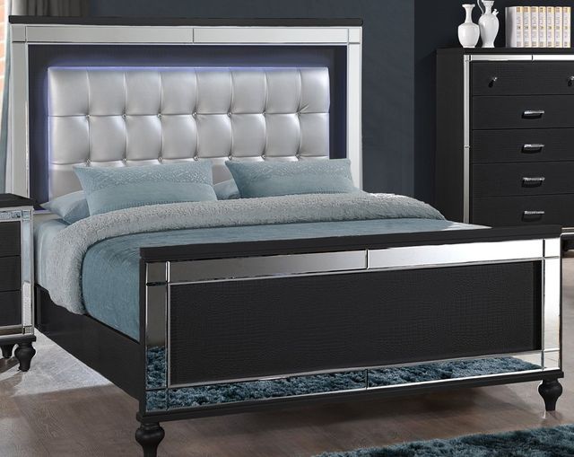 New Classic® Furniture Valentino Black Eastern King Upholstered Bed-0