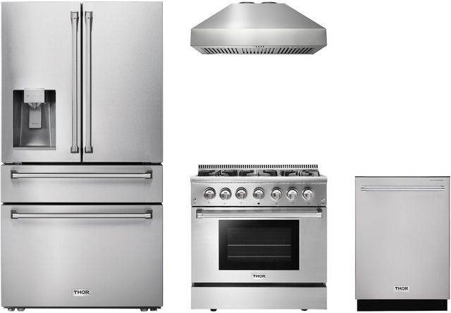 Thor Kitchen® 4 Piece Stainless Steel Kitchen Package | Plaza Appliance ...