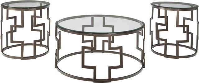 Signature Design by Ashley® Frostine 3 Piece Dark Bronze Finish Occasional Table Set