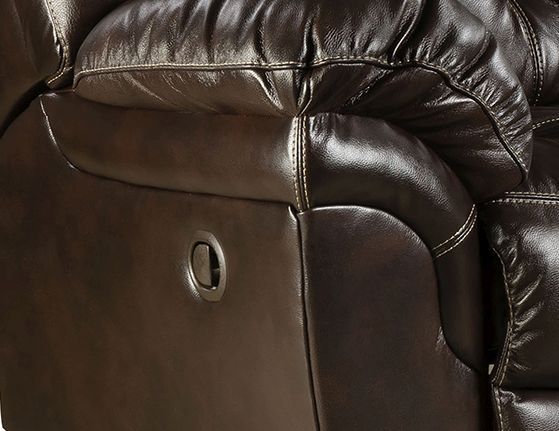 HomeStretch Brown Leather Double Reclining Console Sofa-1