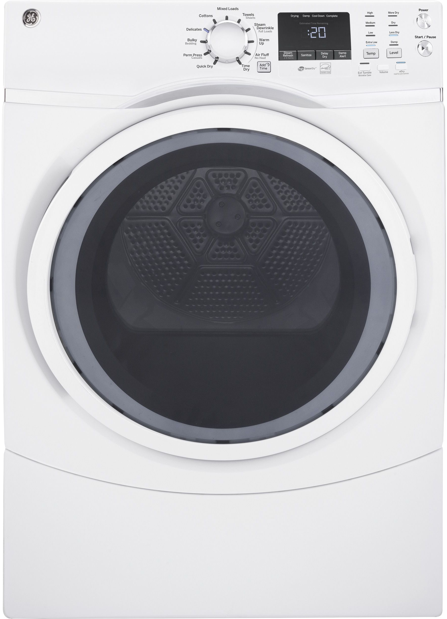 GE® 7.5 Cu. Ft. White Front Load Gas Dryer