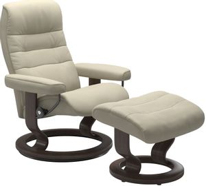 Stressless® by Ekornes® Opal Light Grey Large All Leather Recliner with Footstool