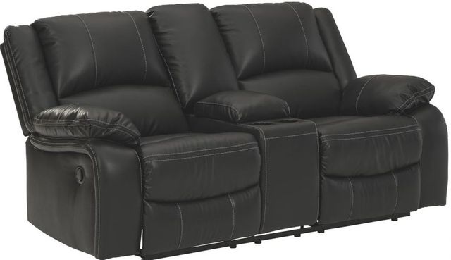 Signature Design by Ashley® Calderwell Black Reclining Loveseat with Console