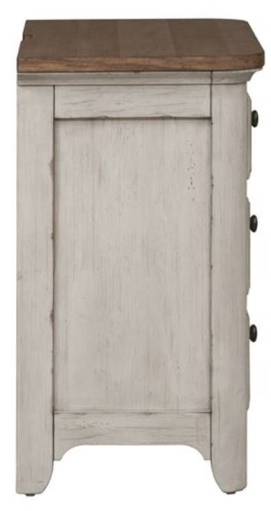 Liberty Farmhouse Reimagined Antique White/Chestnut Charging Station Nightstand-3