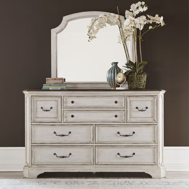 Liberty Furniture Abbey Road White Dresser and Mirror-1