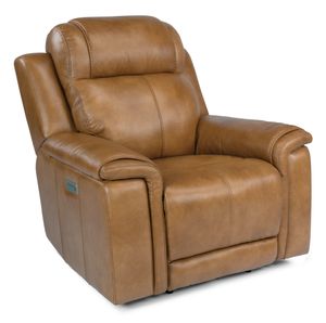 Flexsteel® Kingsley Brown Leather Power Recliner with Power Headrest and Lumbar